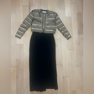 St. John Evening by Marie Gray Black and Gold jacket and dress